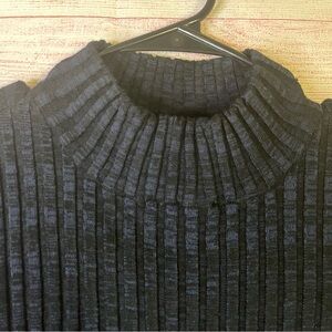 Style & Co Blue Black Ribbed Mock-Neck‎ Sweater Top Size XL